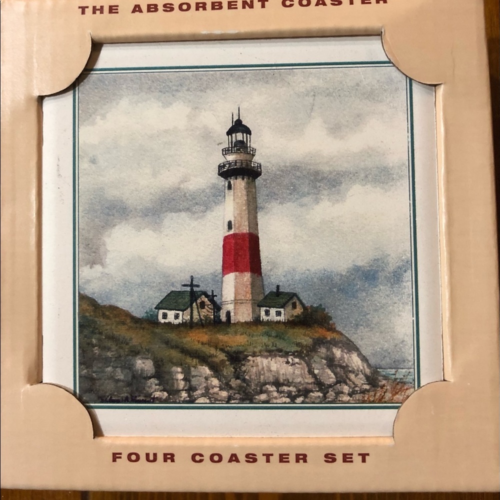 Ceramic Lighthouse Coaster Set of 4